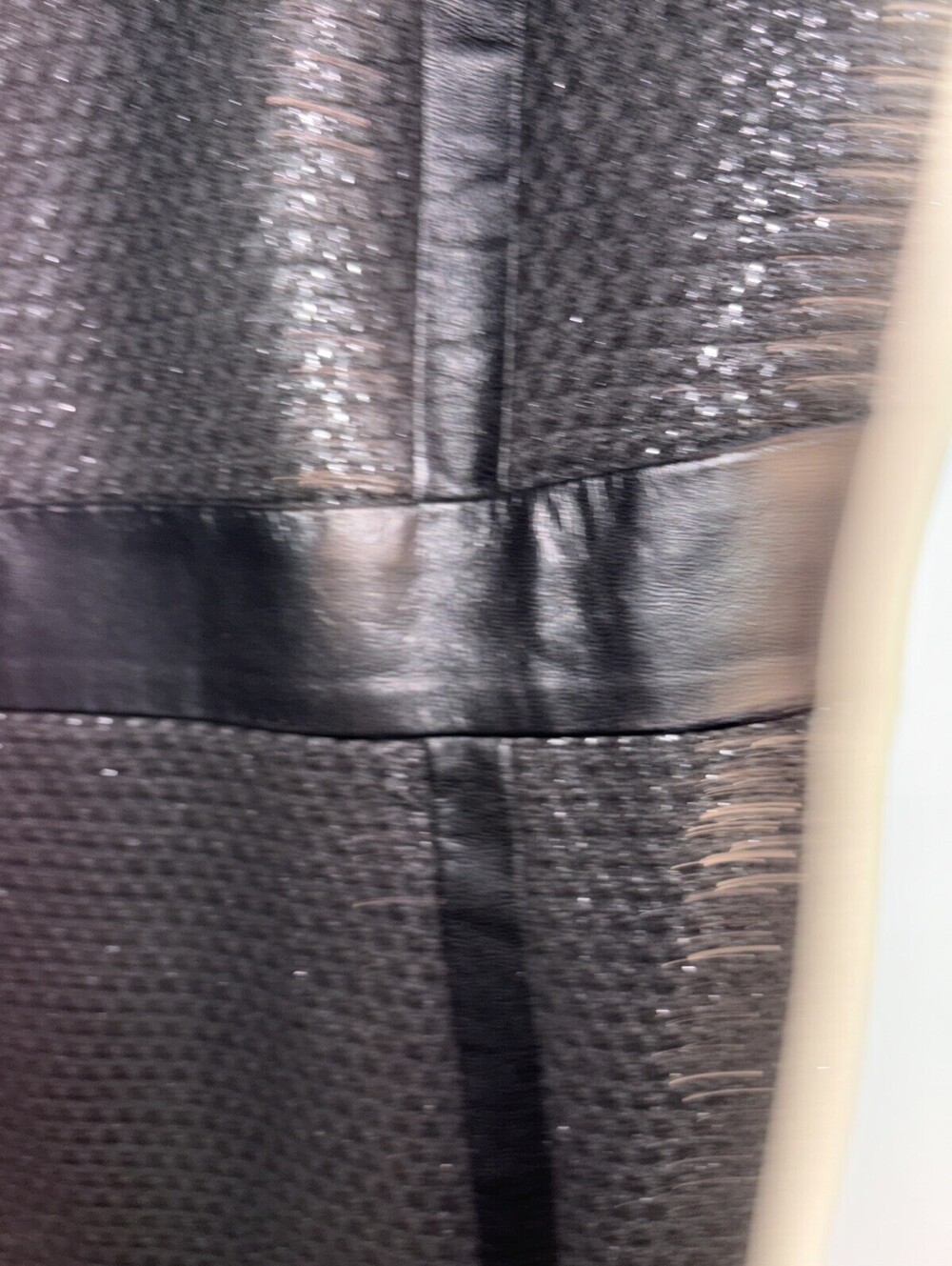 Milly Black Lambskin Trim With‎ Faux Metallic Fabric Size 8 Made In USA - Picture 4 of 16